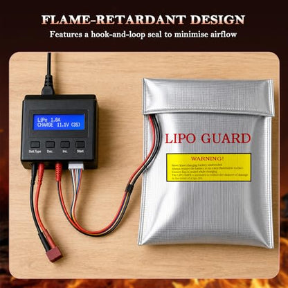 JIANTA Fireproof LiPo Battery Safe Bag, 11.8 x 9 Inch Storage Pouch | Heat Resistant LiPo Bag for Charging Storage, Batteries, Documents, Cash and Jewelry, Silicone Fiberglass Waterproof Pouch