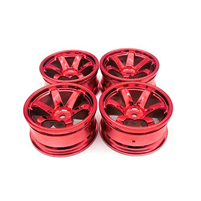 4PCS Plastic Wheels Rims Diameter 52mm for 1/10 Scale On Road Touring Racing Drift Car HSP HPI Tamiya Yokomo (Red) - color: Red