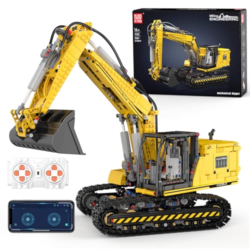 Mould King RC Construction Excavator Building Sets, 13112 Engineering Model Kits with APP Remote Control, STEM Construction Vehicle Sets for Adults & Teens 14+ (2169 Pcs) - style: Mechanischer Bagger 13112