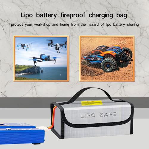 Lipo Battery Safe Bag Large Capatity Fireproof Bag for Ebike Lipo Battery Other Batteries Storage Charging Transport Home Office Travel Safe Storage Pouch - size: 230*80*100+185*75*60mm