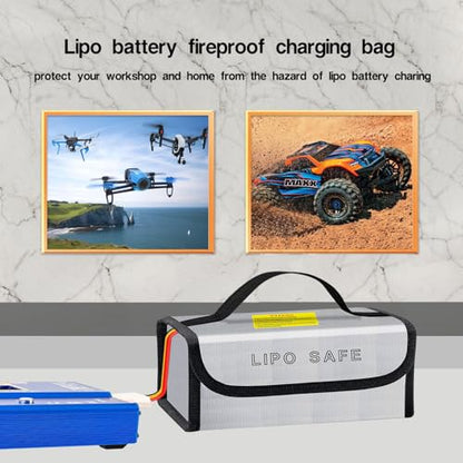 Lipo Battery Safe Bag Large Capatity Fireproof Bag for Ebike Lipo Battery Other Batteries Storage Charging Transport Home Office Travel Safe Storage Pouch - size: 230*80*100+185*75*60mm