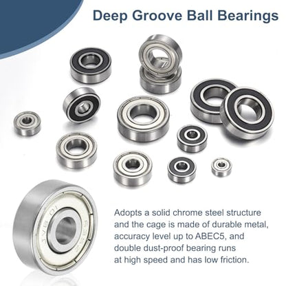 uxcell 4 Pack 635ZZ Deep Groove Ball Bearings, 5x19x6mm Chrome Steel Double Shield Bearing for Electric Motor, Home Appliances, Garden Machinery, (ABEC5) - size: 635ZZ