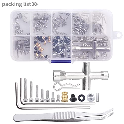 272pcs RC Screw Kit M1.4 Screws Hardware Fasteners Repair Tools for Axial SCX24 1/24 Scale RC Crawler Accessories
