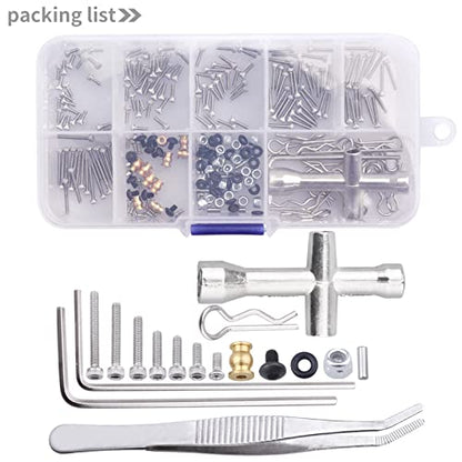 272pcs RC Screw Kit M1.4 Screws Hardware Fasteners Repair Tools for Axial SCX24 1/24 Scale RC Crawler Accessories