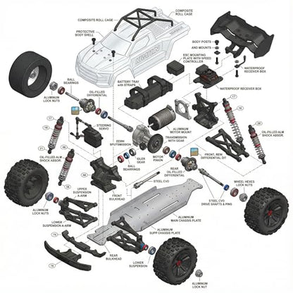 Bearing Kit Compatible with Arrma Kraton 6s BLX RC Ball Bearing Arrma Talion/Kraton/Typhon/Senton (Pack of 22pcs)