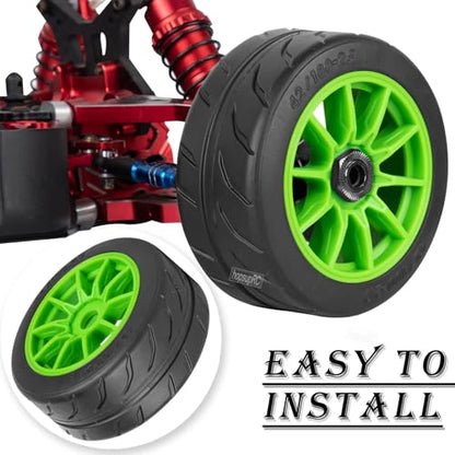 RC Rubber Wheels RC Tires for 1/7 Infraction 6S BLX,1/8 Typhon 6S BLX,Limitless,Highway Wheels Soft Tires Truck Tire Highway Tires,4PCS Green - color: Green(4pcs)