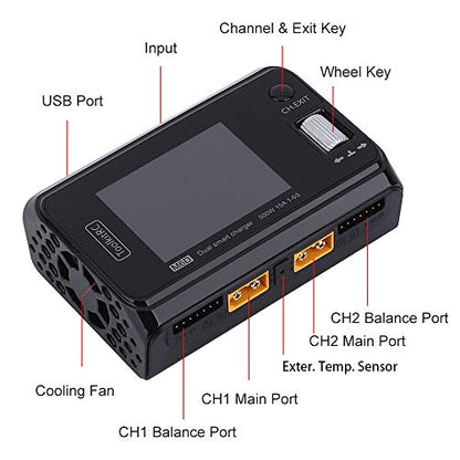 ToolkitRC M6D Dual-Channel 15A x 2 DC Balanced Charger Output 1-6s 250W High Power Density 5mV Small Size Charger