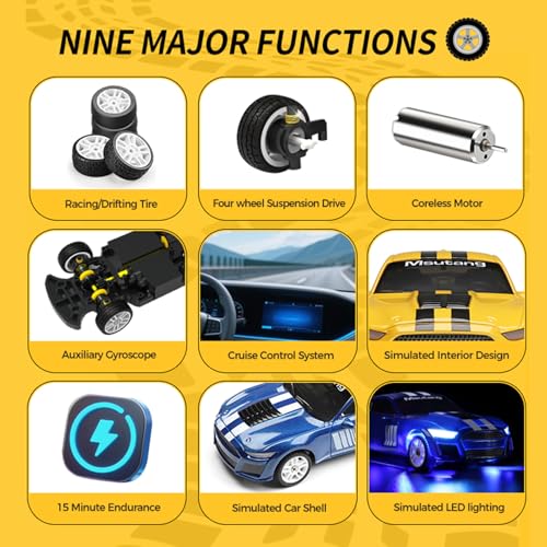 GoolRC WLtoys K4308 RC Drift Car, 1:43 Scale Remote Control Car, 4WD Full Proportional Mini RC Cars with Gyroscope, LED Lights, High Speed Racing Vehicle for Adults (Blue) - color: Blue
