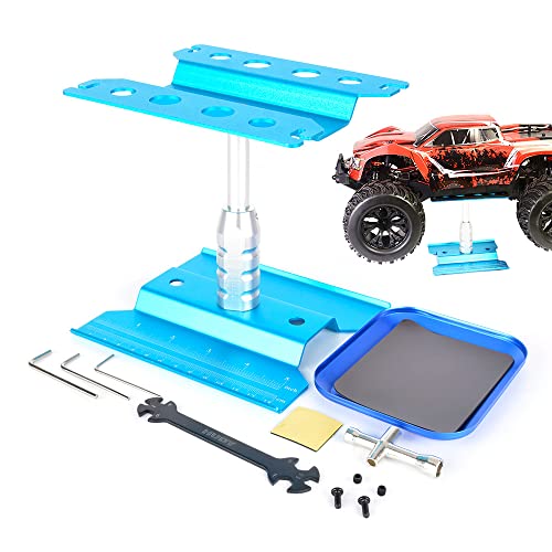 RC Cars Tool Heightening Work Stand Assembly Platform 360 Degree Rotate Repair Station 1/10 1/8 Buggy Crawler Car (Green) - color: Green