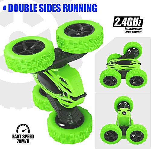 Lumiparty 2PACK RC Stunt Car Remote Control Car for Kids, 2.4Ghz High Speed Rock Crawler Vehicle,360 Rotating 4WD Off Road Double Sided Rotating Tumbling Rc Car with 4 Rechargeable Battery.