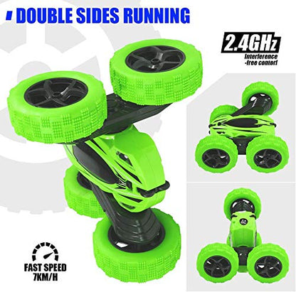 Lumiparty 2PACK RC Stunt Car Remote Control Car for Kids, 2.4Ghz High Speed Rock Crawler Vehicle,360 Rotating 4WD Off Road Double Sided Rotating Tumbling Rc Car with 4 Rechargeable Battery.
