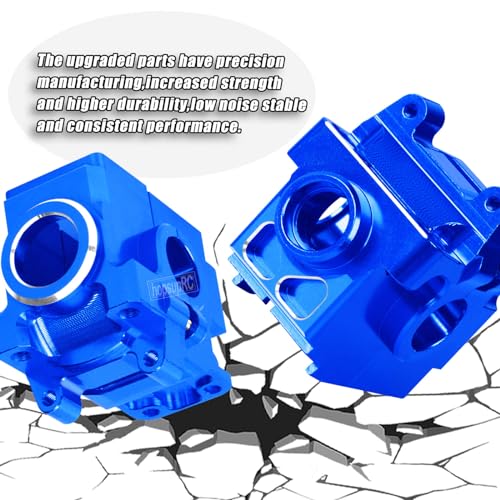 Gearbox Transmission Case Upgrades Parts Aluminum Front Rear Wave Box Gearbox for 1/10 Slash/Rustler/Stampede/Hoss VXL 4X4 4WD,Replace #6880#6881,Navy Blue - color: Navy Blue(upgrades Parts)