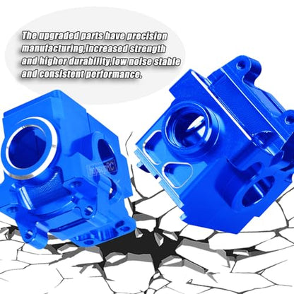 Gearbox Transmission Case Upgrades Parts Aluminum Front Rear Wave Box Gearbox for 1/10 Slash/Rustler/Stampede/Hoss VXL 4X4 4WD,Replace #6880#6881,Navy Blue - color: Navy Blue(upgrades Parts)