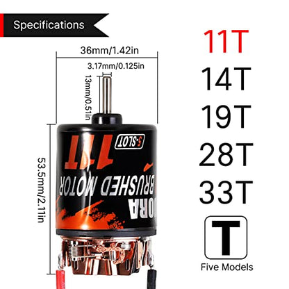 INJORA 540 Brushed Motor Waterproof 5-Slot 11T for 1/10 Scale RC Model Car Crawler Truck Buggy (INM10) - size: 11T