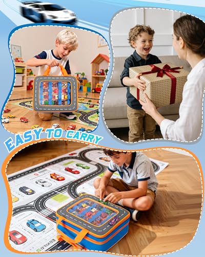 Marscamd Storage Case Compatible with Hot Wheels Toy Trucks Monster Trucks | Hold 66 Pcs, Toy Car Storage Case with Front Display Window, Blue