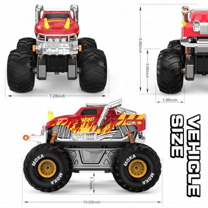 1:16 Waterproof Monster Truck Toys RC Cars Amphibious Remote Control Car Water Blaster Trucks 4WD All Terrain Off-Road Pickup Water Toy for 6-12 Year Old Kids Back-to-School Season - color: Red