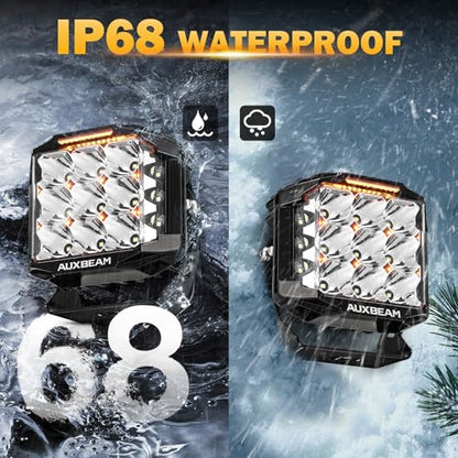 Auxbeam V-MAX Series 7" 228W Cube Offroad Pod Light 270° Side Shooter | Cube Pod Lights with DRL & Back Light, 228W 26100LM Ditch Lights, Spot Flood Combo Beam, LED Driving Light for Jeep Truck - color: 7in Cube LED Pod