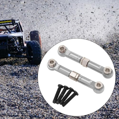 2X 1/14 RC Steering Linkage Aluminum Alloy Adjustable Tie Rods for 14211 Model RC Hobby Car Parts- Silver - color: Silver