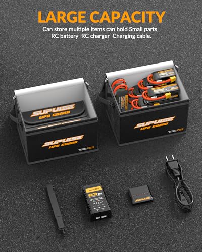 Fireproof Explosionproof Large Capacity Bag | Lipo Battery Bag for Charging Battery and Storage Guard Pouch Double Zipper Detachable Adjustable Shoulder Strap - size: big