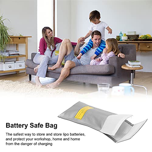Lithium Battery Fireproof Explosion Proof Bag, 2PCS Storage Guard Safe Pouch Fire Retardant Lipo Bags for Airplane Model Battery