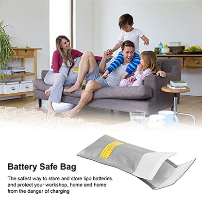 Lithium Battery Fireproof Explosion Proof Bag, 2PCS Storage Guard Safe Pouch Fire Retardant Lipo Bags for Airplane Model Battery