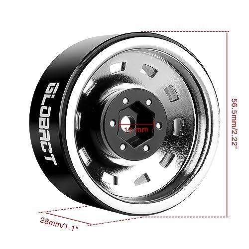 GLOBACT 1.9 Beadlock Wheel for 1/10 TRX4 TRX6 SCX10 I II III Pro Redcat, SR | 1/10 RC Wheel Hub, 1/10 RC Crawler Car Upgrade Accessories - color: Silver