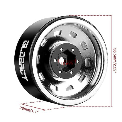 GLOBACT 1.9 Beadlock Wheel for 1/10 TRX4 TRX6 SCX10 I II III Pro Redcat, SR | 1/10 RC Wheel Hub, 1/10 RC Crawler Car Upgrade Accessories - color: Silver