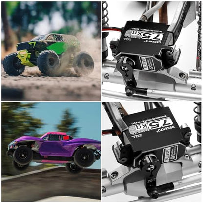 75kg RC Digital Servo with 2PCS 25T Servo Horn Full Aluminum Shell IP67 Waterproof Brushless Servo High Torque Fast Steering Servo for 1/8 1/10 1/12 RC Car, 270° - size: 75kg, 270°
