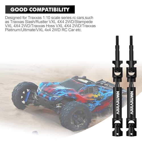 2Pcs RC Cars CVD Rear Drive Shaft Replace #6852 Heavy Duty Axles Replacement Parts Compatible with 1/10 Traxxas Slash/Rustler/Stampede/Hoss VXL 4X4 2WD Platinum Ultimate Update Parts - color: Black Rear X 2