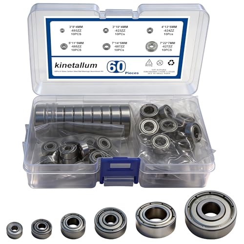 60PCS 6 Sizes Deep Groove Ball Bearings Assortment 693ZZ 623ZZ 624ZZ 685ZZ 687ZZ 627ZZ Steel Ball Bearing Miniature Bearings Double Shielded Bearings Pre-Lubricated for 3D Printers - size: 693ZZ 623ZZ 624ZZ 685ZZ 687ZZ 627ZZ
