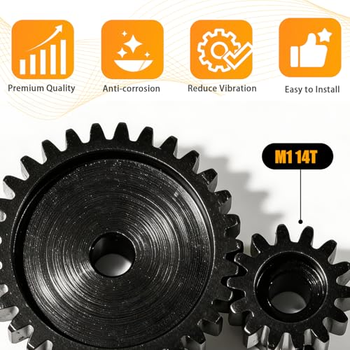 M1 Gear 14T 5mm Bore 3-Pack – High-Precision Hardened Steel Motor Pinion Gear for 1/8 1/10 RC Crawler, Monster Truck, Short Course Truck & Boat (Compatible with Traxxas Axial, FMS, HSP Redcat Losi) - style: M1 3Pcs 14T