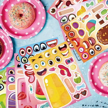 Make Your Own Ice Cream Stickers, Make a Face Sticker | 24 Sheets Mix and Match Watermelon, Chocolate, Kiwi, Strawberry Ice Cream Stickers for Kids Activities Supplies Crafts - style: Ice Cream