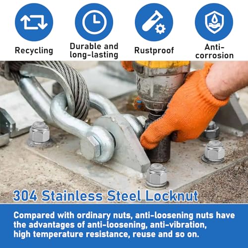 100 Pack 304 A2-70 M3 Nylon Lock Nuts | 100 Pack 304 A2-70 Stainless Steel M3 Nylock Nuts, Anti-Loose, for Micro Light Duty Industrial & Home Fastening - color: Silver, size: M3