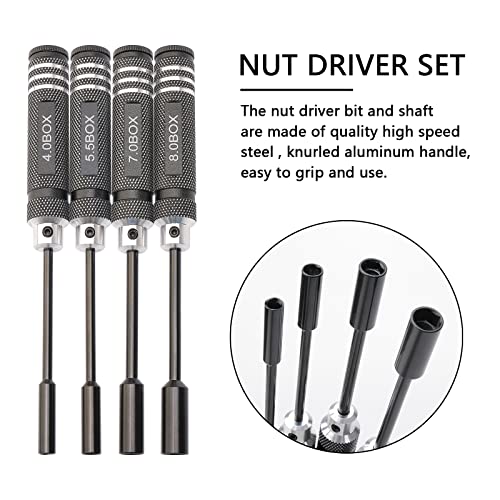 4PCS RC Repair Tools Nut Drivers Hex Screwdriver Set | 4.0mm, 5.5mm, 7.0mm, 8.0mm, For RC Models Car Boat Airplane