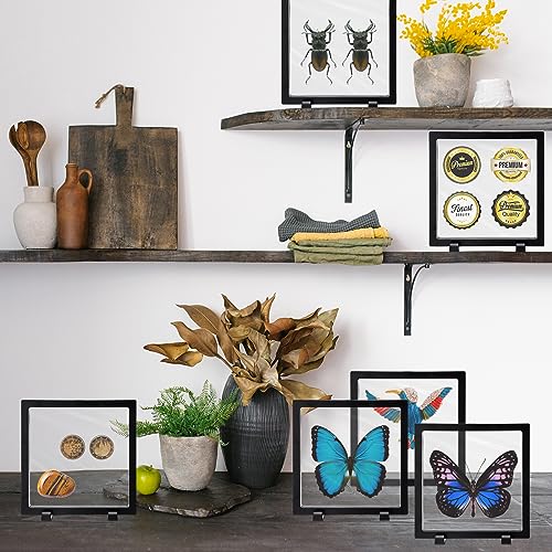 Harloon 12 Pcs 3D Floating Display Case Floating Frame Display Holder Stand Challenge Coin Jewelry Frame Box for AA Medallions Fossil Rock Gemstones Specimen(Black,7 x 7 x 0.8 Inch,Square Base) - color: Black, size: 7 x 7 x 0.8 Inch, style: Square Base