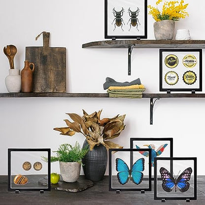 Harloon 12 Pcs 3D Floating Display Case Floating Frame Display Holder Stand Challenge Coin Jewelry Frame Box for AA Medallions Fossil Rock Gemstones Specimen(Black,7 x 7 x 0.8 Inch,Square Base) - color: Black, size: 7 x 7 x 0.8 Inch, style: Square Base