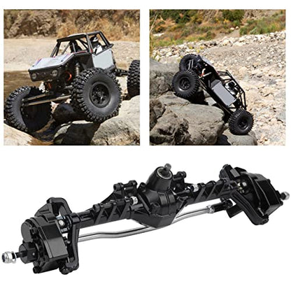 Remote Control Crawler Metal Front Portal Axle Assembly for Axial Capra 1.9 UTB RC Car with Aluminum Alloy Hardened Steel Bearing Steering Rod (Black Red)