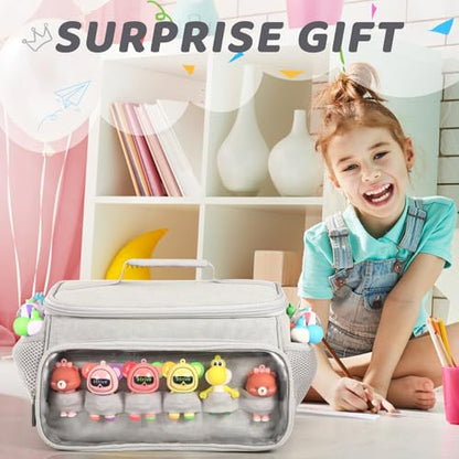 PISOSN Portable Carrying Case Compatible with Toniebox Starter Set and Tonies Figurines, Carrying Bag for Toniebox 2 & Accessories (Gray) - color: Gray