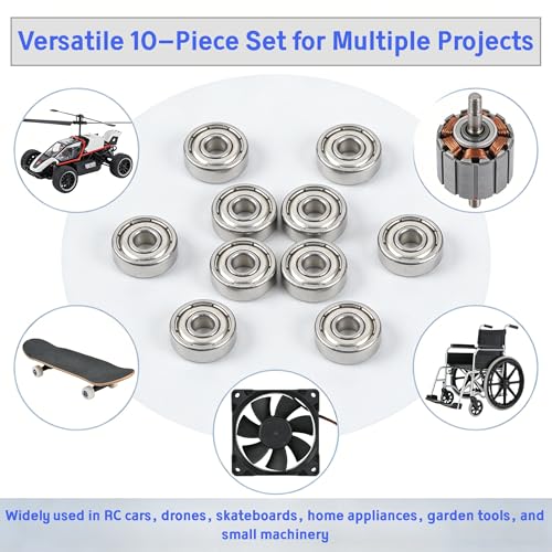 10 PCS MR63-ZZ Deep Groove Ball Bearings - 3x6x2.5mm Double Shielded Micro Bearings for 3D Printers, Electric Motors, RC Models & Small Appliances