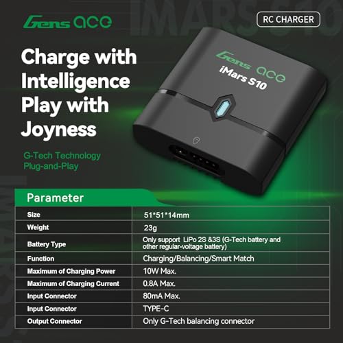 Gens ace Imars S10 G-Tech Series 10W 2S-3S Lipo Battery Charger
