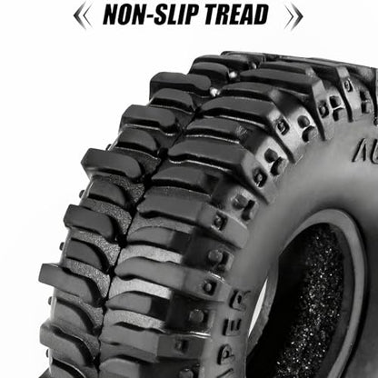 1.0 Tires RC Crawler 59 * 24mm with Foam Inserts 4pcs Swamp Stomper Tires for SCX24 1/18 TRX4M Upgrades - size: 59 * 24mm