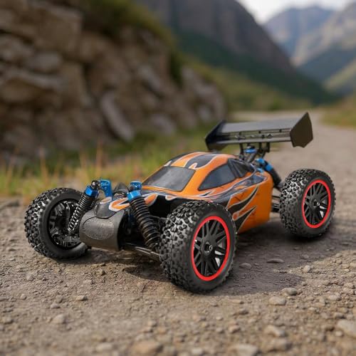 HobbyPark 12mm Hex Pre-Glued 1/10 RC Buggy Tires and Wheels Set Assembled, 3.46" (88mm) Tall for Traxxas Bandit VXL Losi Redcat Wltoys 144001 fit Brushless Motor 2S 3S Models