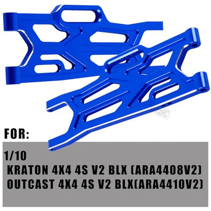 RC Aluminum Suspension Arms Set&Hubs Caster Blocks&Front Steering Block Knuckles&Rear Hubs Upgrades Parts for 1/10 Kraton/Outcast V2 4S BLX,Front Rear Suspension Arms Hops Up,Navy Blue - color: Blue(for 1/10)