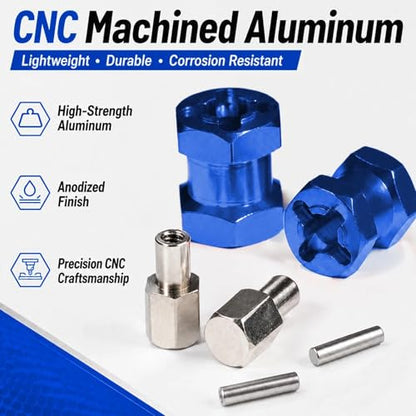 4PCS 12mm Hex Hub 15mm Aluminum Extension Hex for Axial SCX10 D90 90046 | 15mm CNC Wheel Hex Extenders for 1/10 RC Crawlers Redcat Gen7/Gen8 CC01 RC4WD Wider Stance & Tire Clearance with M4 Nuts Pins - color: Darkblue