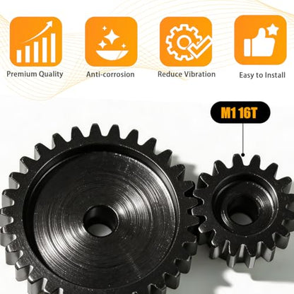 M1 Gear 16T 5mm Bore 3-Pack – High-Precision Hardened Steel Motor Pinion Gear for 1/8 1/10 RC Crawler, Monster Truck, Short Course Truck & Boat (Compatible with Traxxas Axial, FMS, HSP Redcat Losi) - style: M1 3Pcs 16T
