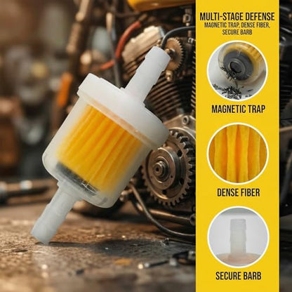 10 PCS 1/4 Inch Gas Inline Fuel Filter with Magnet, Universal Small Engine Fuel Filter Replacement, Compatible with Gasoline Generators, Motorcycles, Scooters, ATVs