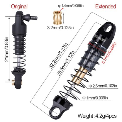 28MM Oil Shock Absorbers Upgrade Compatible with 1/30 RC Crawlers | Fits Axial SCX30 / FCX30 / Orlandoo Hunter Oh32P01 - Oil Damper Upgrade - Red - color: Red