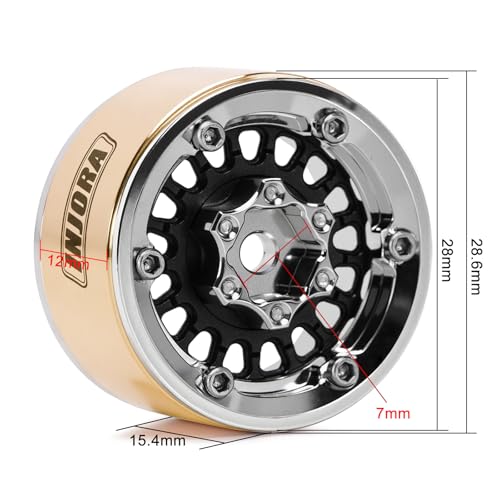 INJORA ModuWheel 1.0" Aluminum Wheel Offset -4.4mm for 1/18 1/24 RC (Black) - color: Black