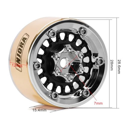 INJORA ModuWheel 1.0" Aluminum Wheel Offset -4.4mm for 1/18 1/24 RC (Black) - color: Black