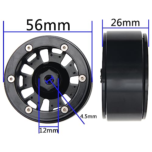 ShareGoo Metal 1.9inch Beadlock Wheel Rims 12mm Hex Hubs 10-Spoke Compatible with Traxxas TRX4 Axial SCX10 RC4WD D90 D110 Tamiya CC01 MST Redcat Gen8 1/10 RC Crawler Car (Red) - color: Red